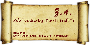 Závodszky Apollinár névjegykártya